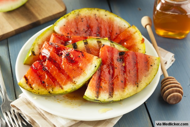 Grilled watermelon with honey