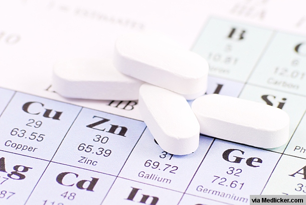 Zinc pills on periodic table