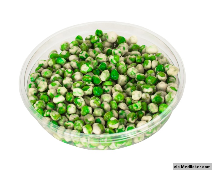 Wasabi Peas in Clear Bowl