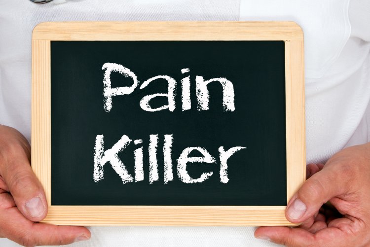 Doctor holding pain killer sign
