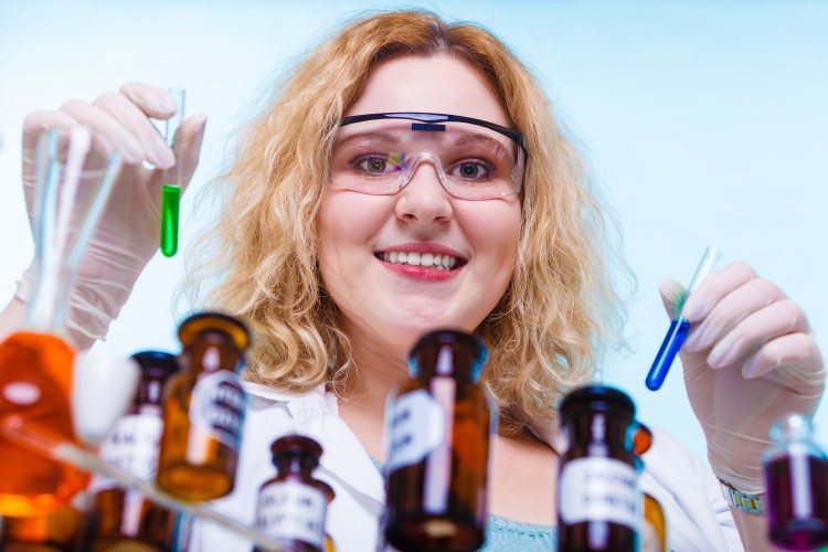 Girl in pharmaceutical lab