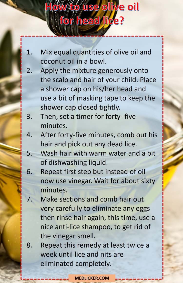 Olive oil can be used to deal with head lice