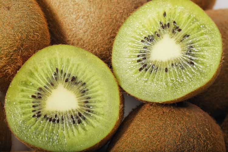 Kiwi fruit cut in half